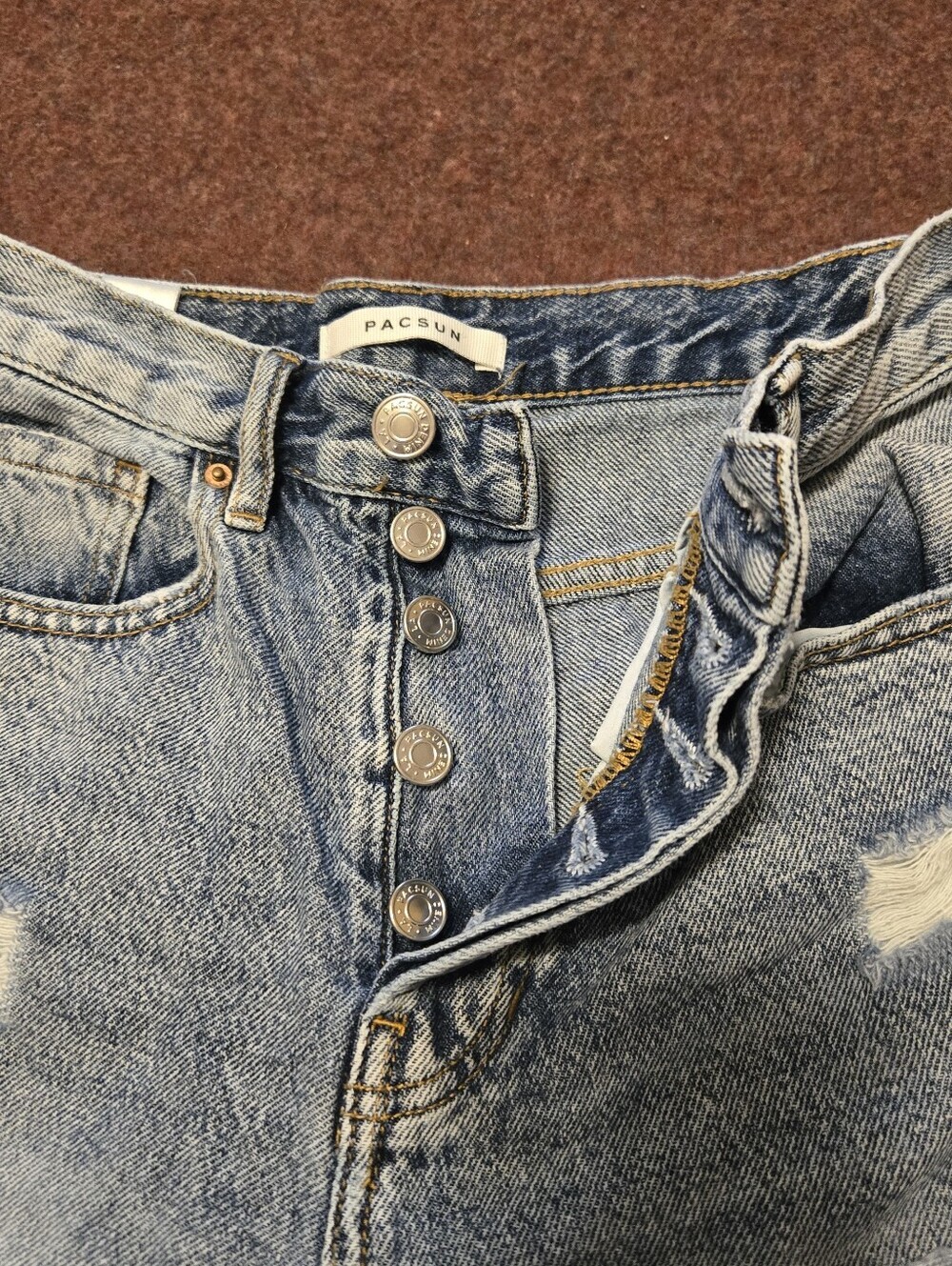 Y2K Pacific Sunwear Dad Jeans In Size 23 Ripped Distressed Acid Wash - Picture 5 of 13